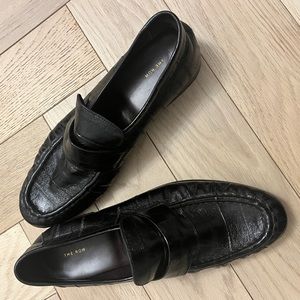 The row black leather loafers women size 37 (6.5-7) classic buy